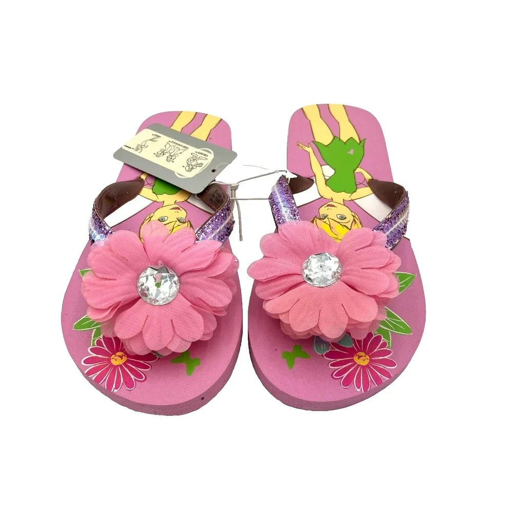 Disney Tinker Bell‎ Girl's Pink Flip Flop Sandal Size 9/10 New